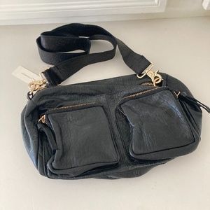 Anthropologie/Freepeople CB OB Black Leather Crossbody Doctor Bag